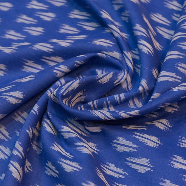 Blue & White Colour Mercerised Mall Ikat fabric