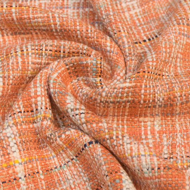 yellow -Orange colour Jacquard Fabric