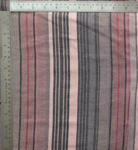 Pink Black Yarn Dyed Dobby Stripe Fabric
