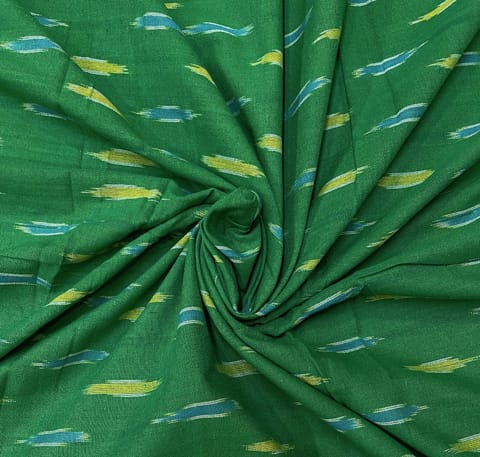 Green Cotton Ikkat Fabric