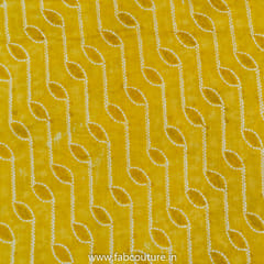 Yellow Colour Cotton Shibori Printed Fabric