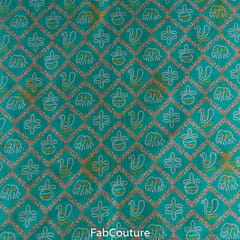 Sea Green Jacquard Silk Digital Printed Fabric
