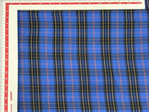 Capri Blue and Black Yarn Dyed Flannel Check Fabric