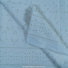 White Dyeble Cotton Lakhnavi Embroidered Fabric