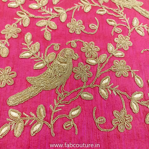Magenta Color Poly Silk Embroidery (50 CM Cut Piece )