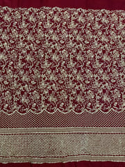 Maroon Georgette Sequins Embroidered Fabric