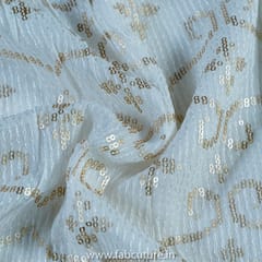 White Dyeable Georgette Embroidered Fabric