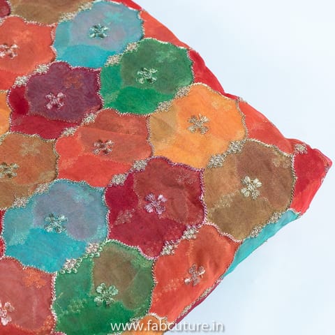 Multi Color Organza Print With Embroidery