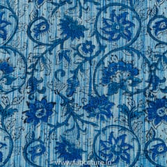 Blue Color Cotton Bagru Printed Fabric
