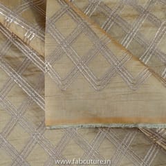 Beige Color Chanderi Embroidered Fabric