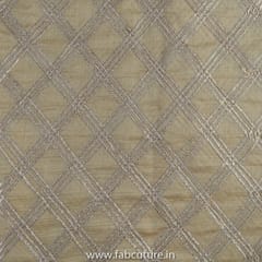 Beige Color Chanderi Embroidered Fabric