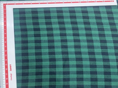 Dark Green and Black Yarn Dyed Cotton Twill Check Fabric