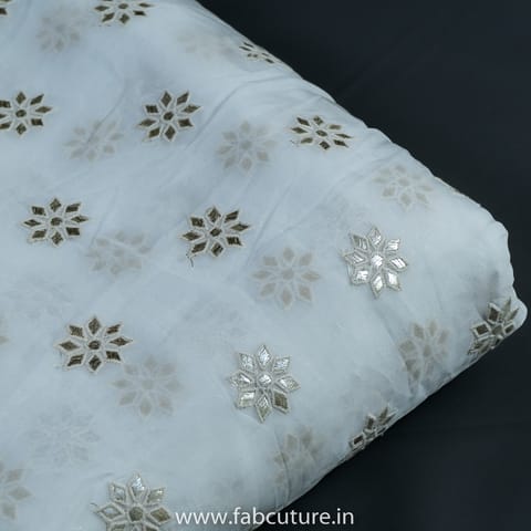 White Dyeble Viscose Organza Embroidery
