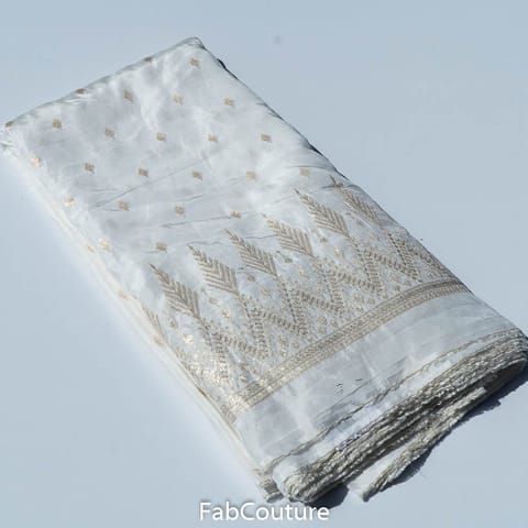 White Dyeable Upada Embroidery (2.1 Meter Cut Piece)