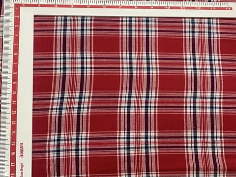 Cherry Red White Yarn Dyed Cotton Check Fabric