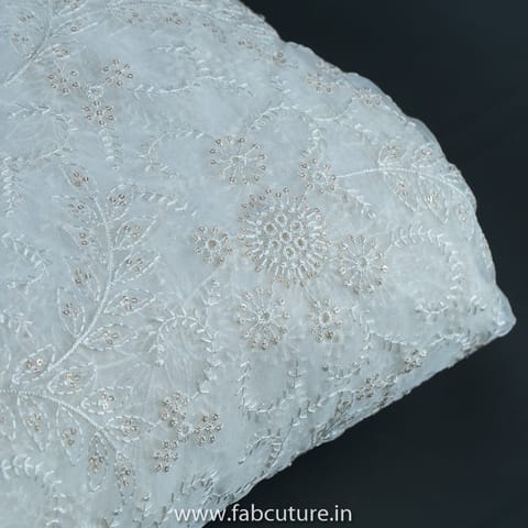 White Dyeble Organza Embroidery