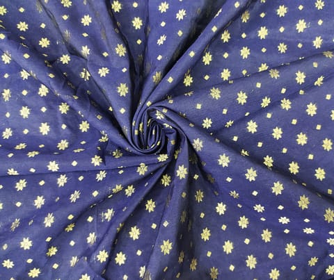 Blue Silk brocade fabric