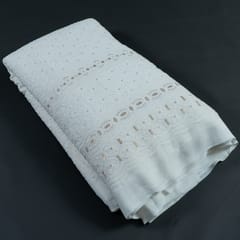White Dyeable Georgette Thread Embroidered Fabric