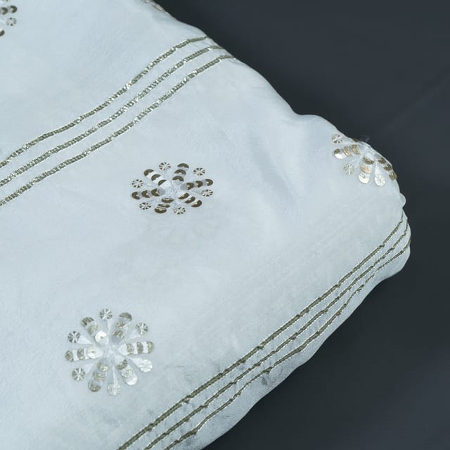 White Dyeable Chinon Chiffon Embroidery