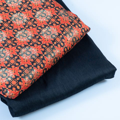 Jacquard Silk Digital Patola Printed Fabric & Mahi silk Combo