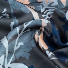 Military Green Korian Satin Silk Digital Printed Fabric