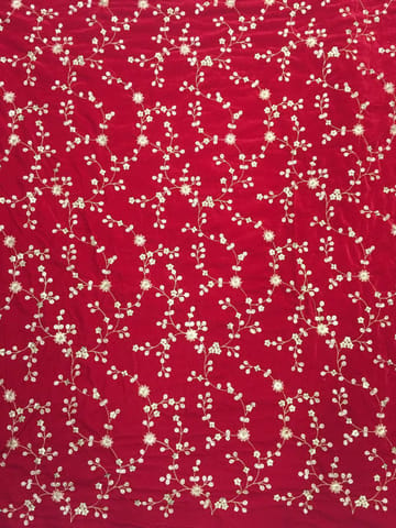 Bright Red Micro Velvet Embroidery