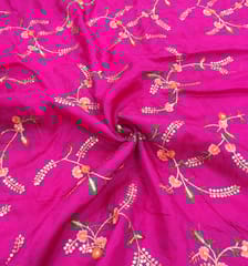 Beautiful Combination of Sequins and Colouful Embroidered on Upada Silk Fabric