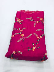 Beautiful Combination of Sequins and Colouful Embroidered on Upada Silk Fabric