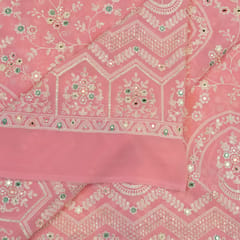 Pink Georgette Sequins Thread Embroidery