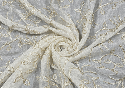 White Floral Dyeable Embroidered Chiffon