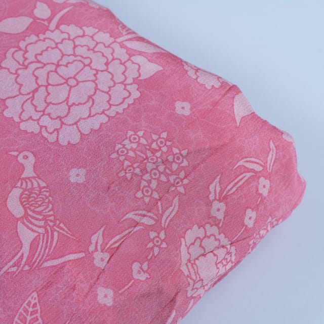 Pink Pure Chinon Chiffon Digital Print (1.80Mtr piece)