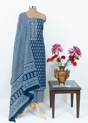 Cotton Printed Suit With Printed Cotton Dupatta And Printed Cotton Bottom