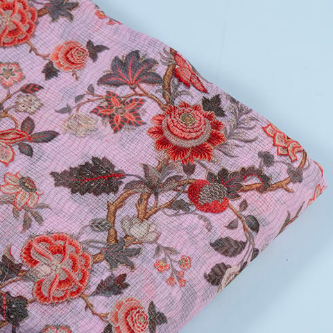 Pink Color Kota Digital Printed Fabric