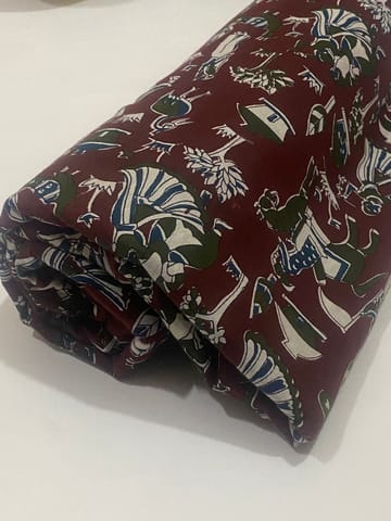 Brown colored cotton fabric with  print