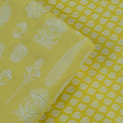 Yellow Cotton Khadi Print With Cotton Bottom