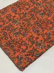Peach cotton fabric with flowers