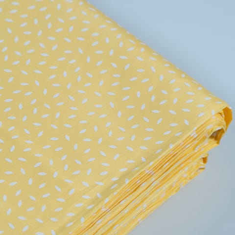 Yellow Color Glace Cotton Printed Fabric