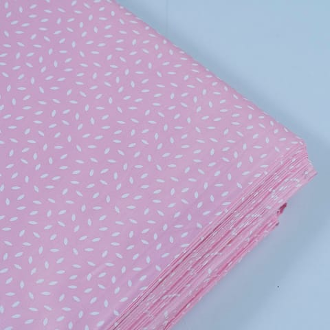 Pink Color Glace Cotton Printed Fabric