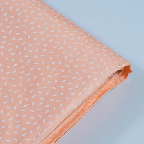 Peach Color Glace Cotton Printed Fabric