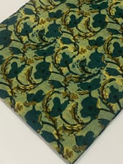 Green base cotton print with flowers