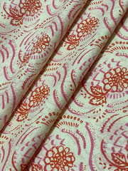 Cream base cotton Printed Fabric with flowers