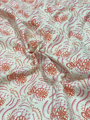 Cream base cotton Printed Fabric with flowers