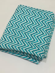 White base blue zigzag lines fabric