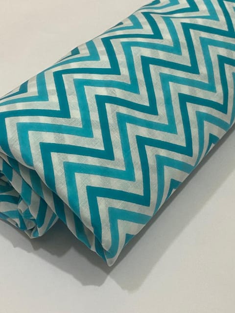 White base blue zigzag lines fabric