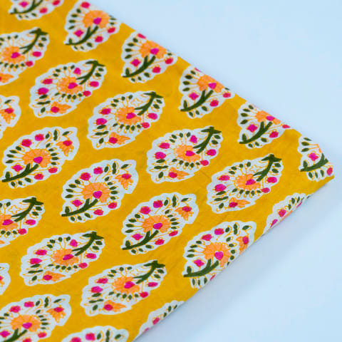Yellow Color Cotton Cambric Print