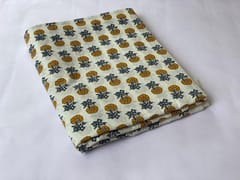 White base fabric with flowers