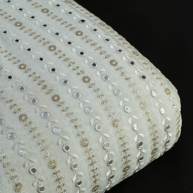 Chinon Chiffon Faux Mirror Embroidered Fabric