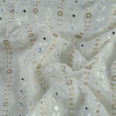 Chinon Chiffon Faux Mirror Embroidered Fabric
