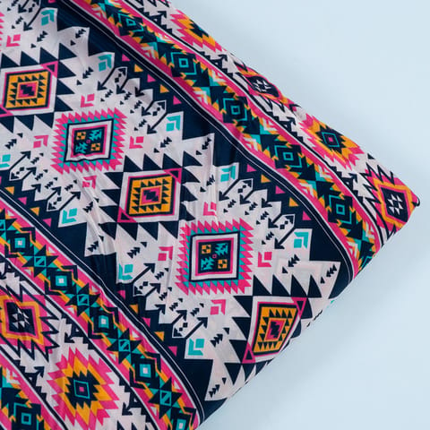 Multi Color Crepe Tribal Digital Printed Fabric