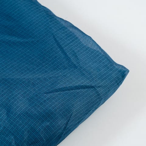 Greyish Blue Color Cotton Doria Checks fabric